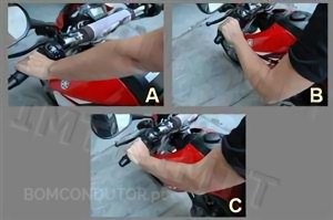 Questão IMT: Para uma posição de condução mais segura, é recomendável aos motociclistas que circulem com os braços conforme: